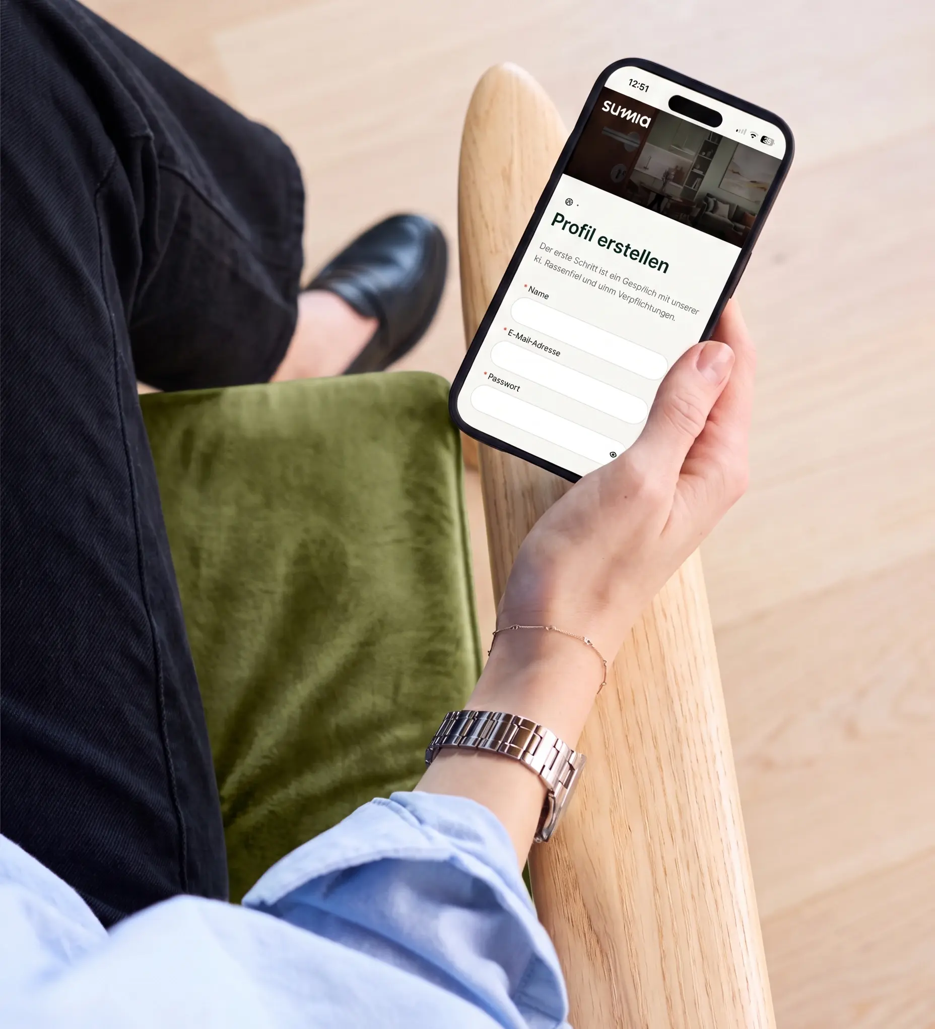 Registrierung bei Sumia auf dem Smartphone